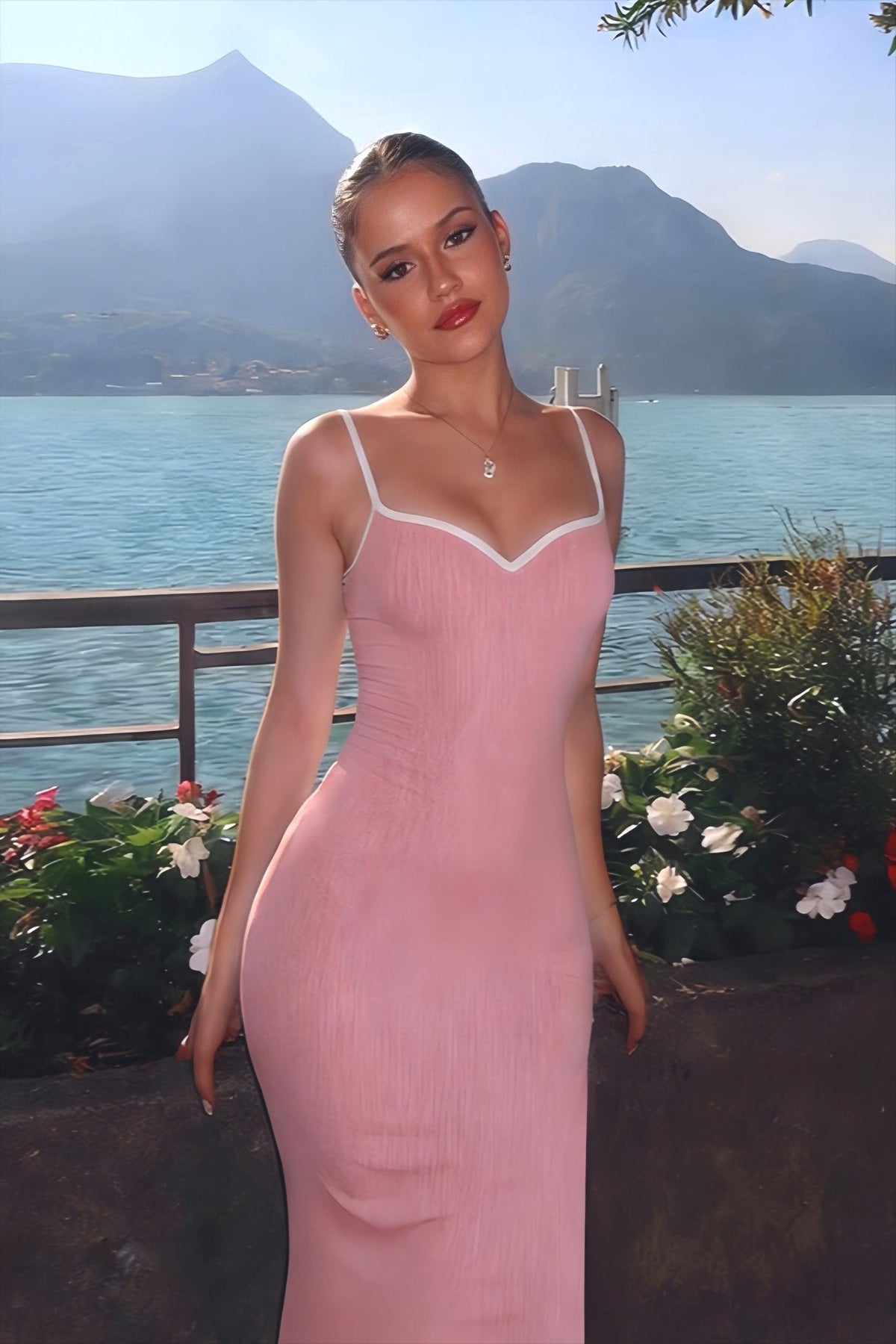 Robe longue moulante à bretelles Amelie