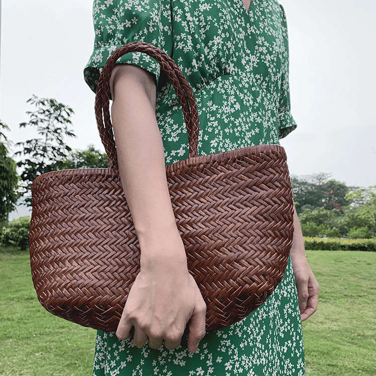 Sac cabas en cuir tressé à la main Anais