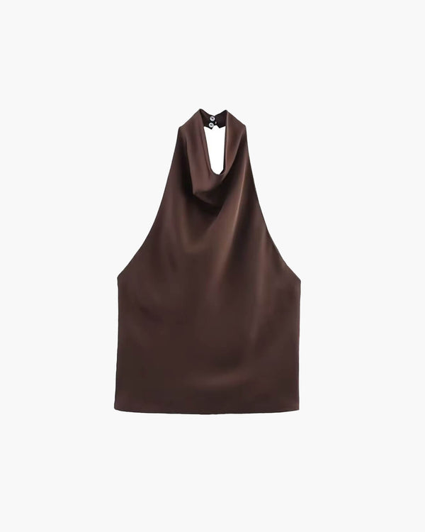 Top satiné dos nu à col licou Anastasia