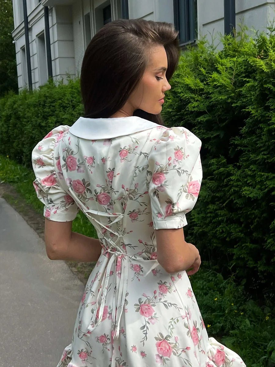 Mini-robe fleurie à manches bouffantes Andromeda