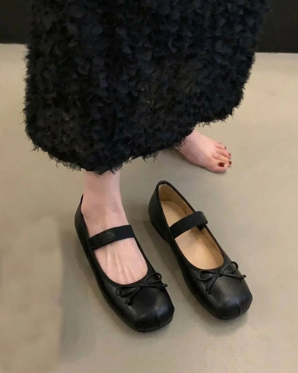 Ballerines en cuir à nœud Angela