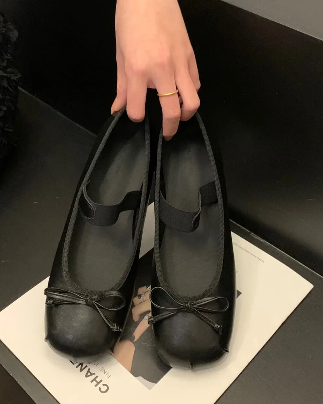 Ballerines en cuir à nœud Angela