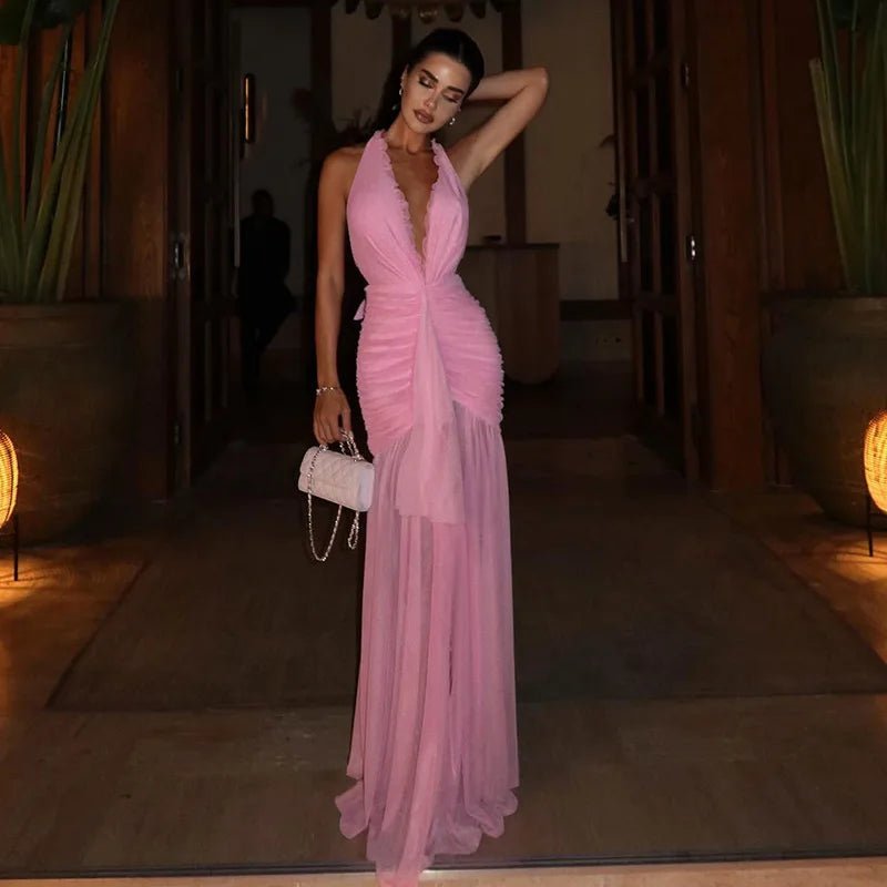 Angela Halter Mesh Maxi Dress
