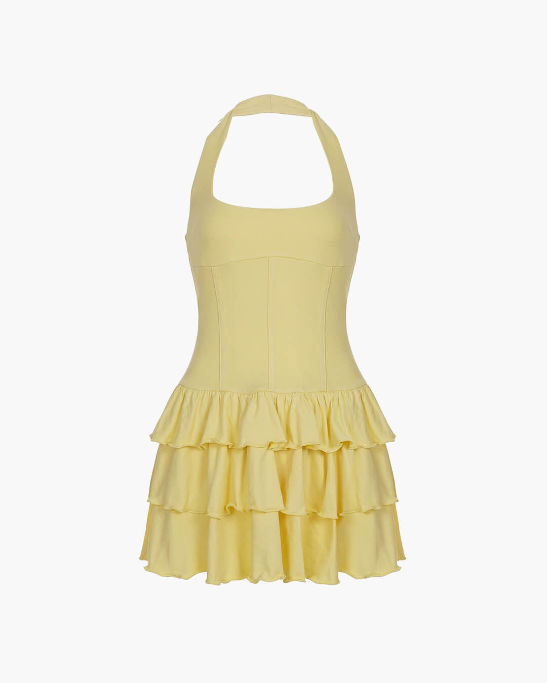 Robe Annie trapèze à encolure carrée et jupe à volants