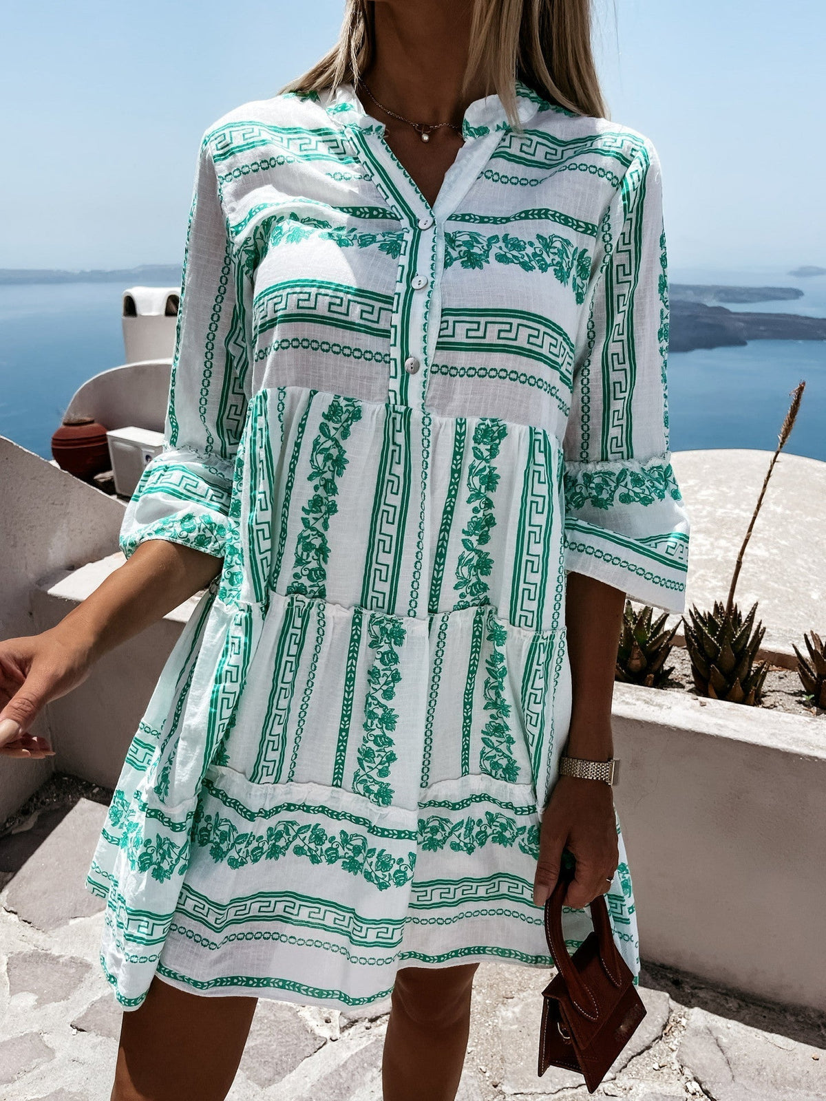Mini-robe rayée à volants Anouk, style bohème