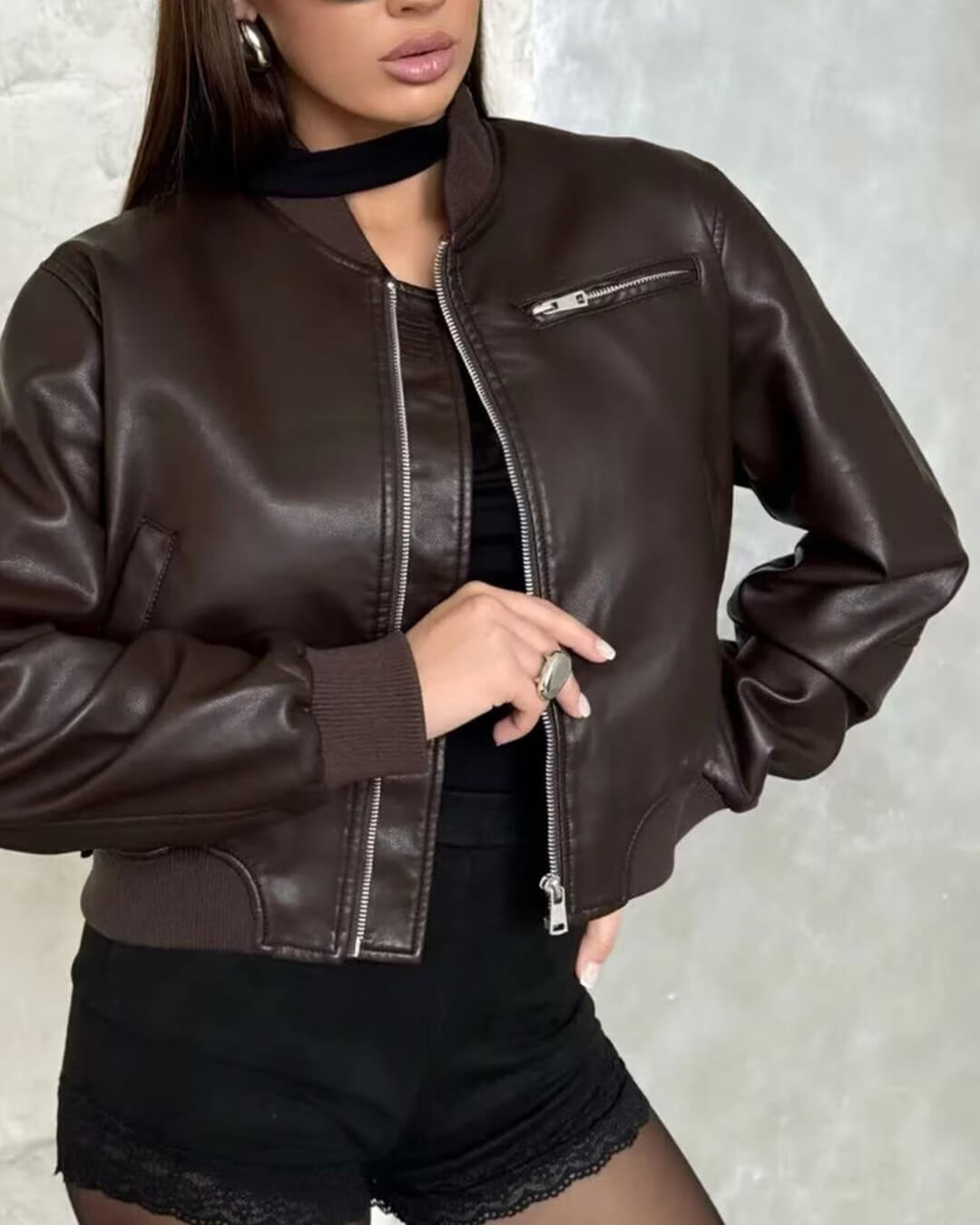 Blouson bomber en similicuir Arabella