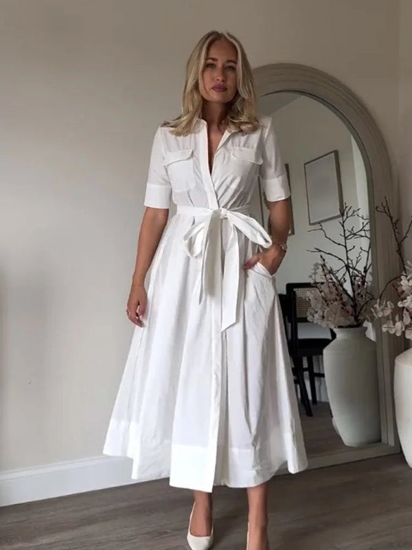 Robe-chemise midi Ariane avec ceinture