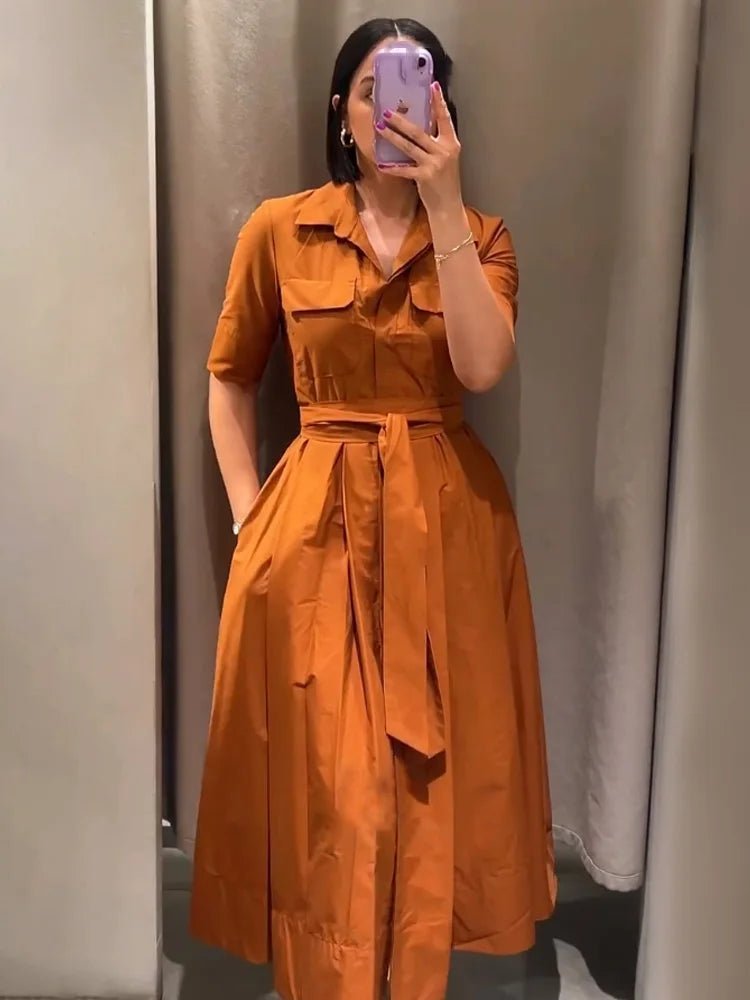 Robe-chemise midi Ariane avec ceinture