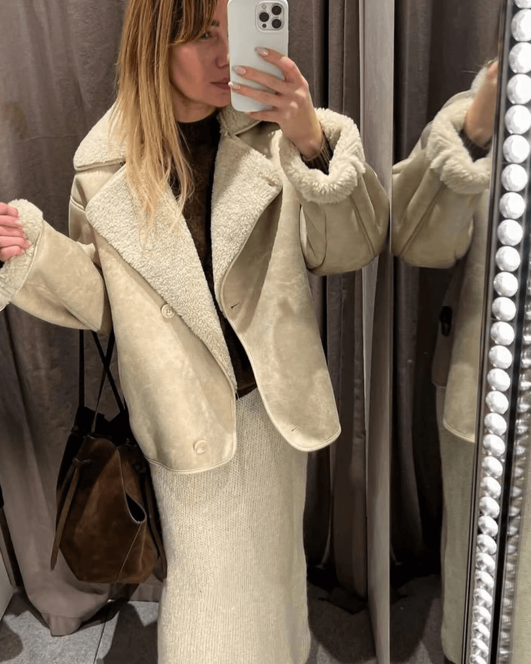 Veste Arianne en similicuir doublée de sherpa
