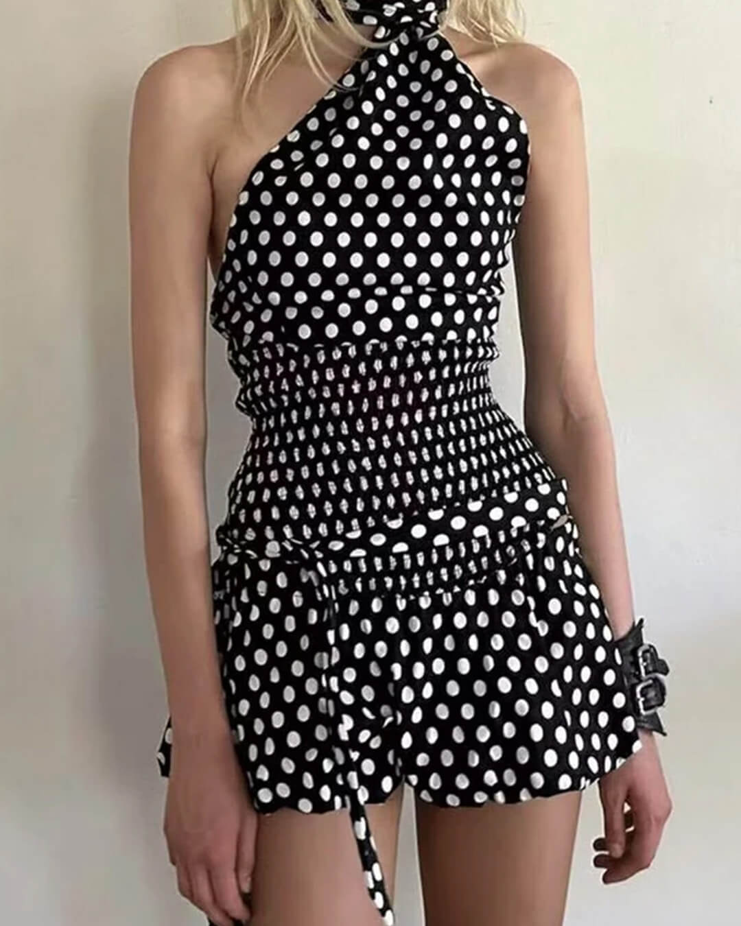 Astrid Polka Dot Elastic Waist Mini Skirt