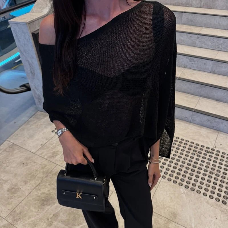 Top poncho transparent asymétrique asymétrique