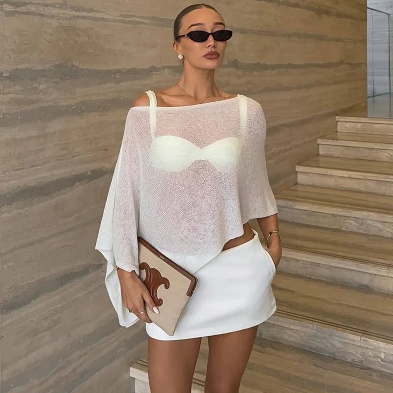 Top poncho transparent asymétrique asymétrique