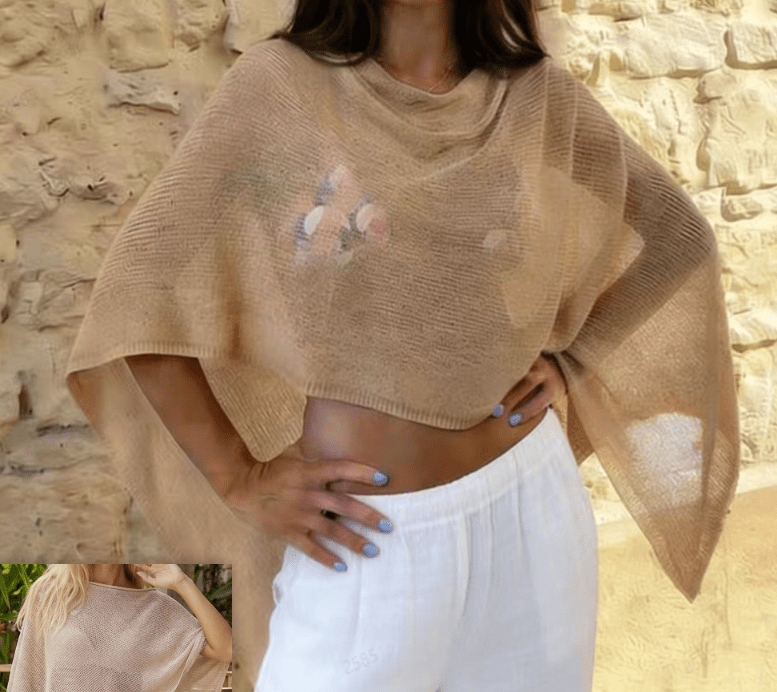 Top poncho transparent asymétrique asymétrique