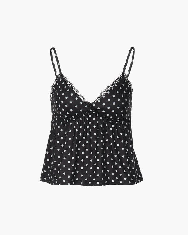 Audrey Dot Print Lace Trim Camisole