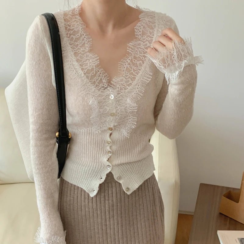 Cardigan en dentelle tricotée Aurélie