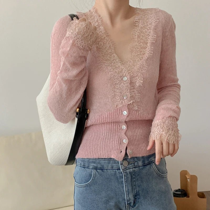 Cardigan en dentelle tricotée Aurélie