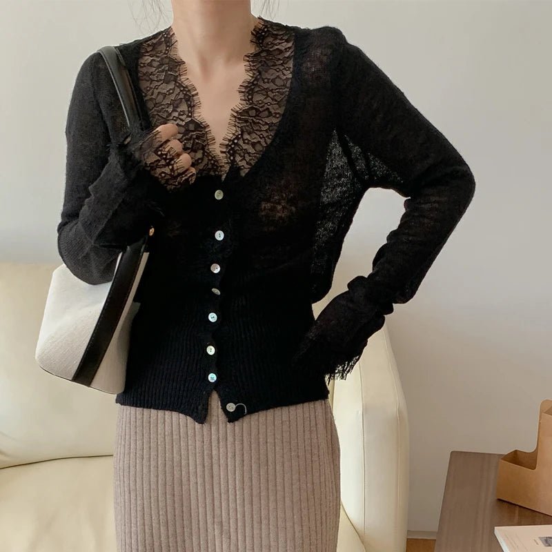 Cardigan en dentelle tricotée Aurélie