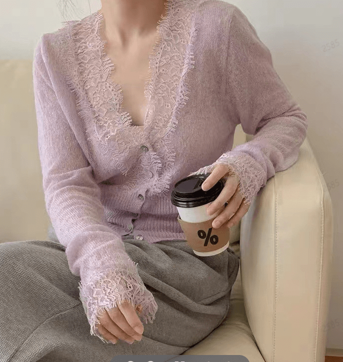 Cardigan en dentelle tricotée Aurélie