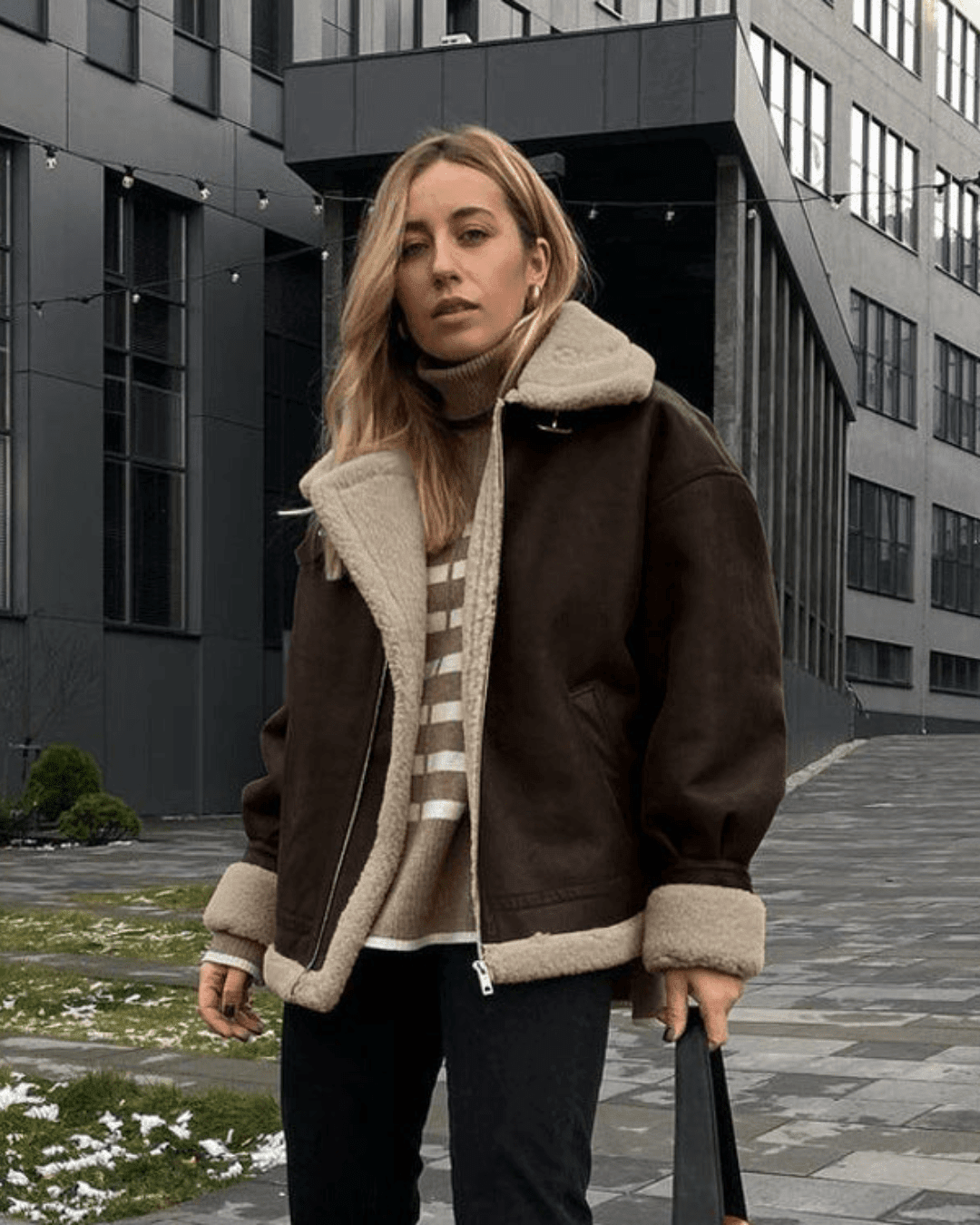 Veste en daim et similicuir Aurora