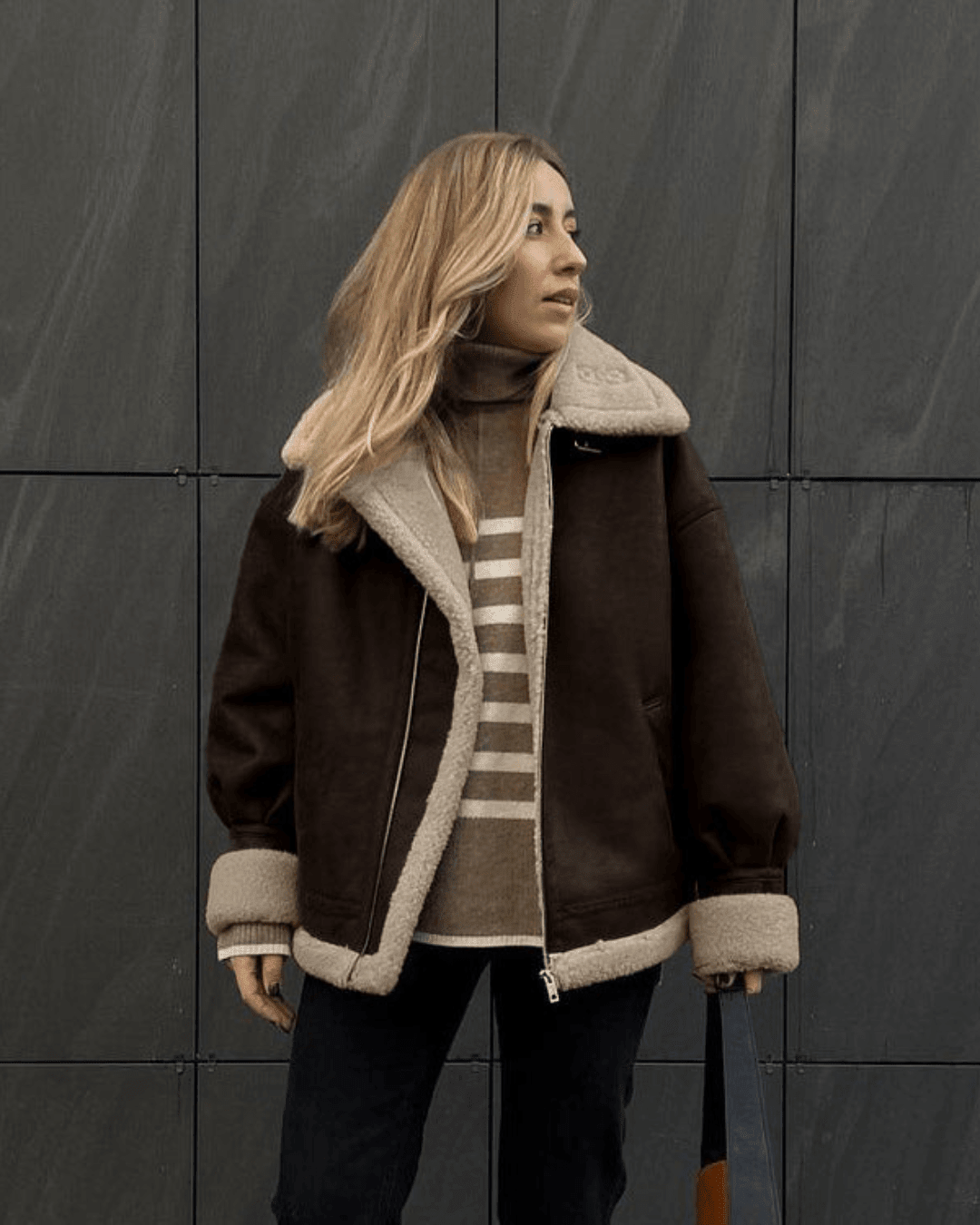 Veste en daim et similicuir Aurora