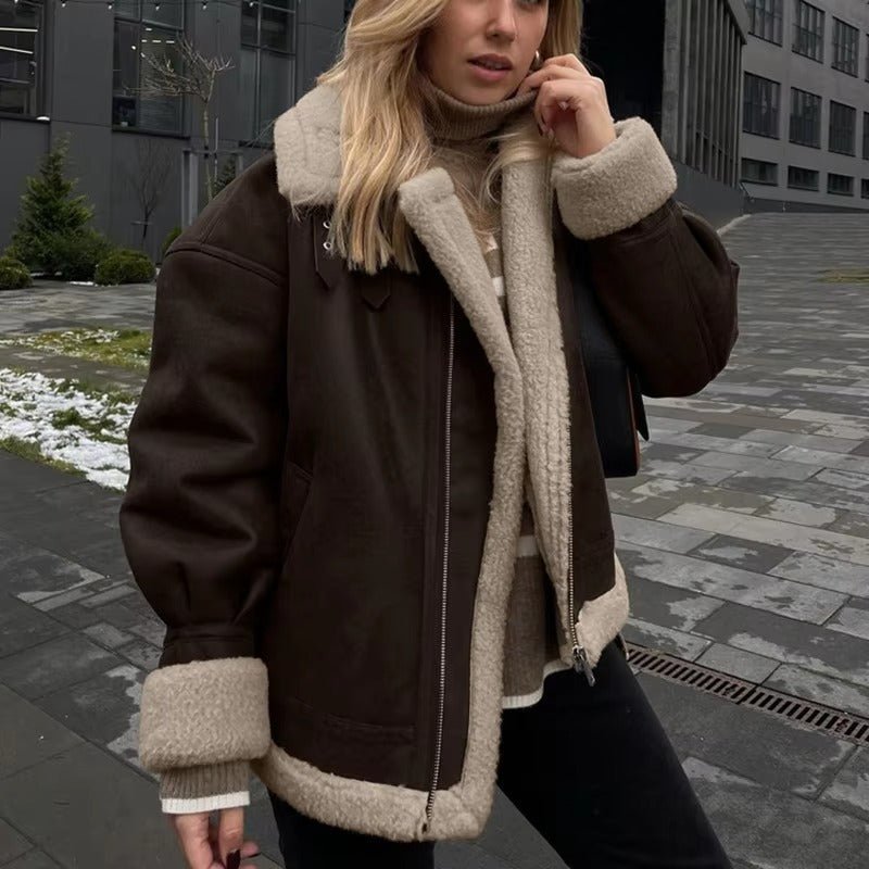 Veste en daim et similicuir Aurora