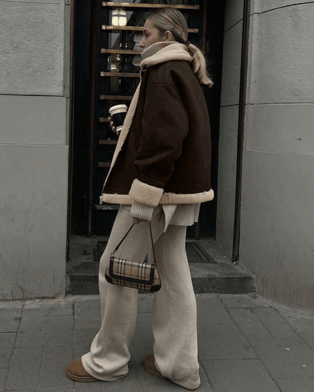 Veste en daim et similicuir Aurora