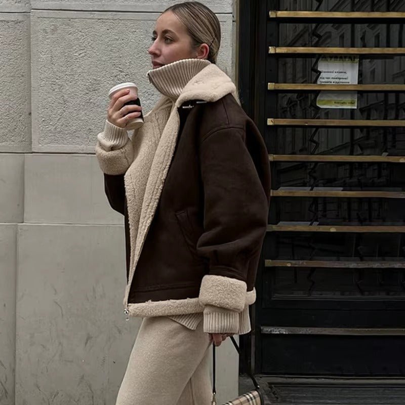 Veste en daim et similicuir Aurora