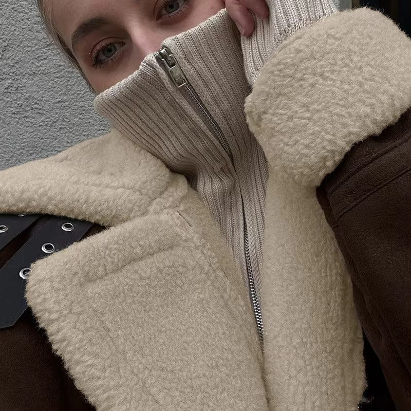 Veste en daim et similicuir Aurora