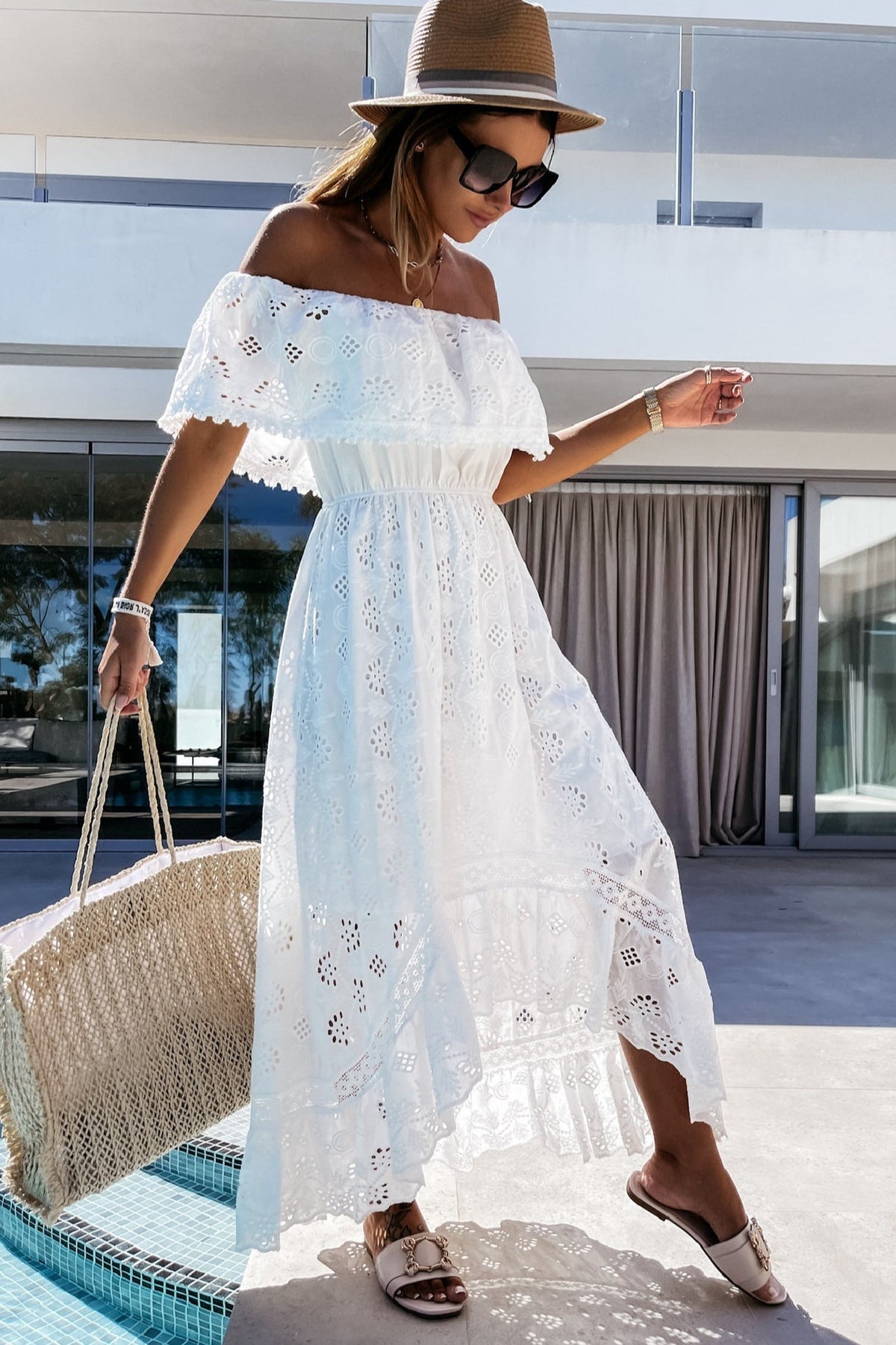 Robe longue Aurore bohème épaules dénudées