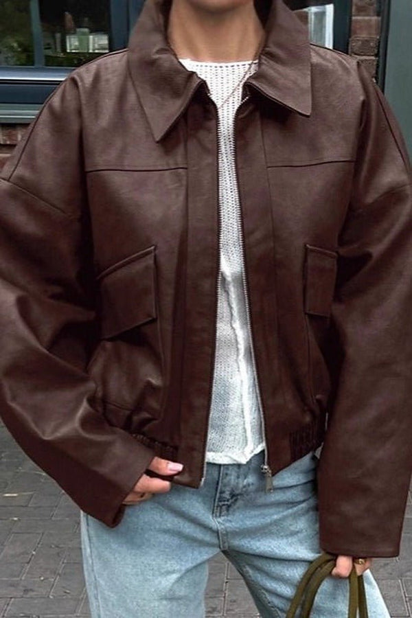 Veste Azara en similicuir vintage