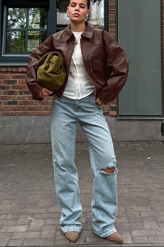 Veste Azara en similicuir vintage