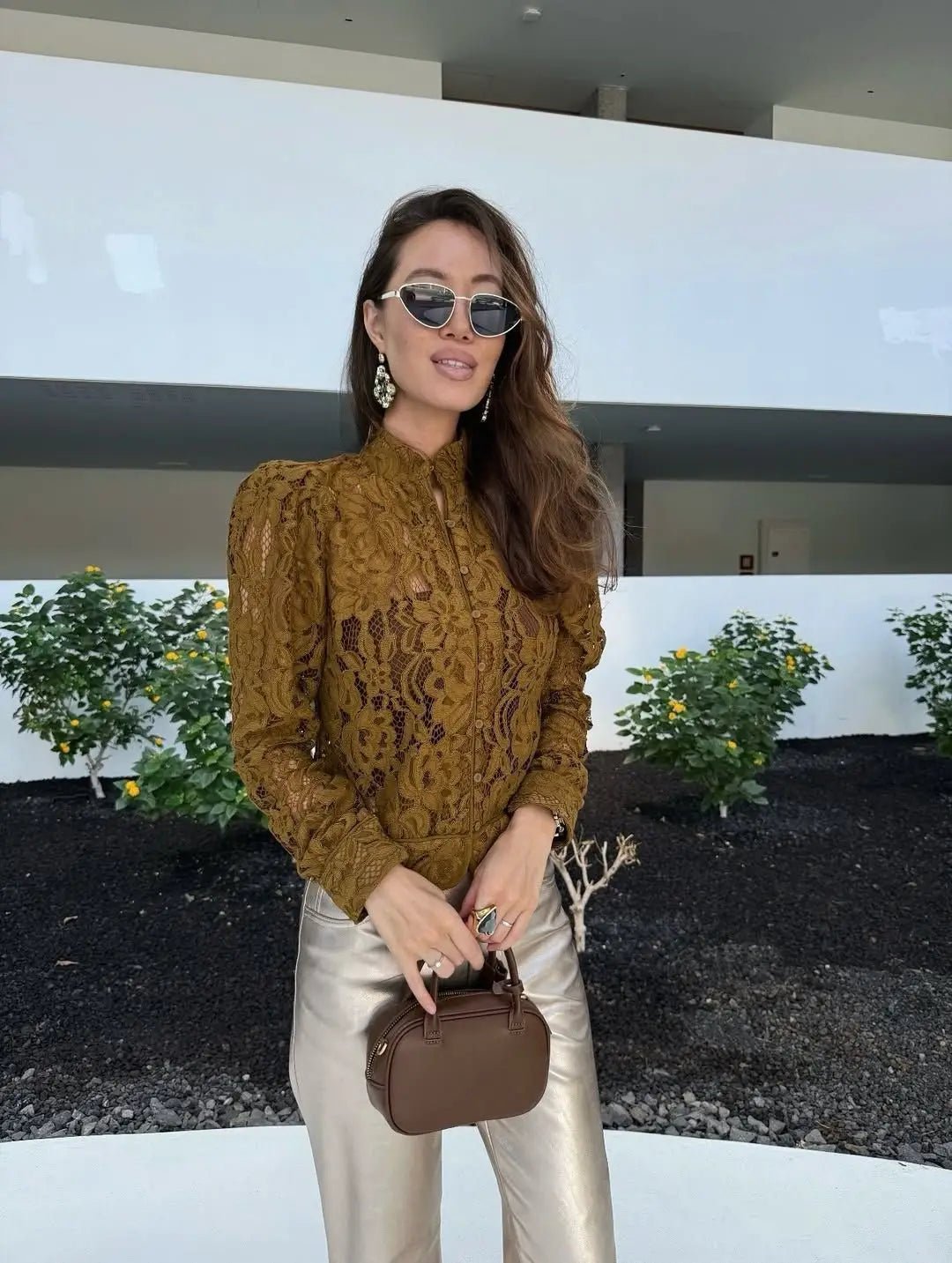 Blouse transparente en dentelle Azzurra