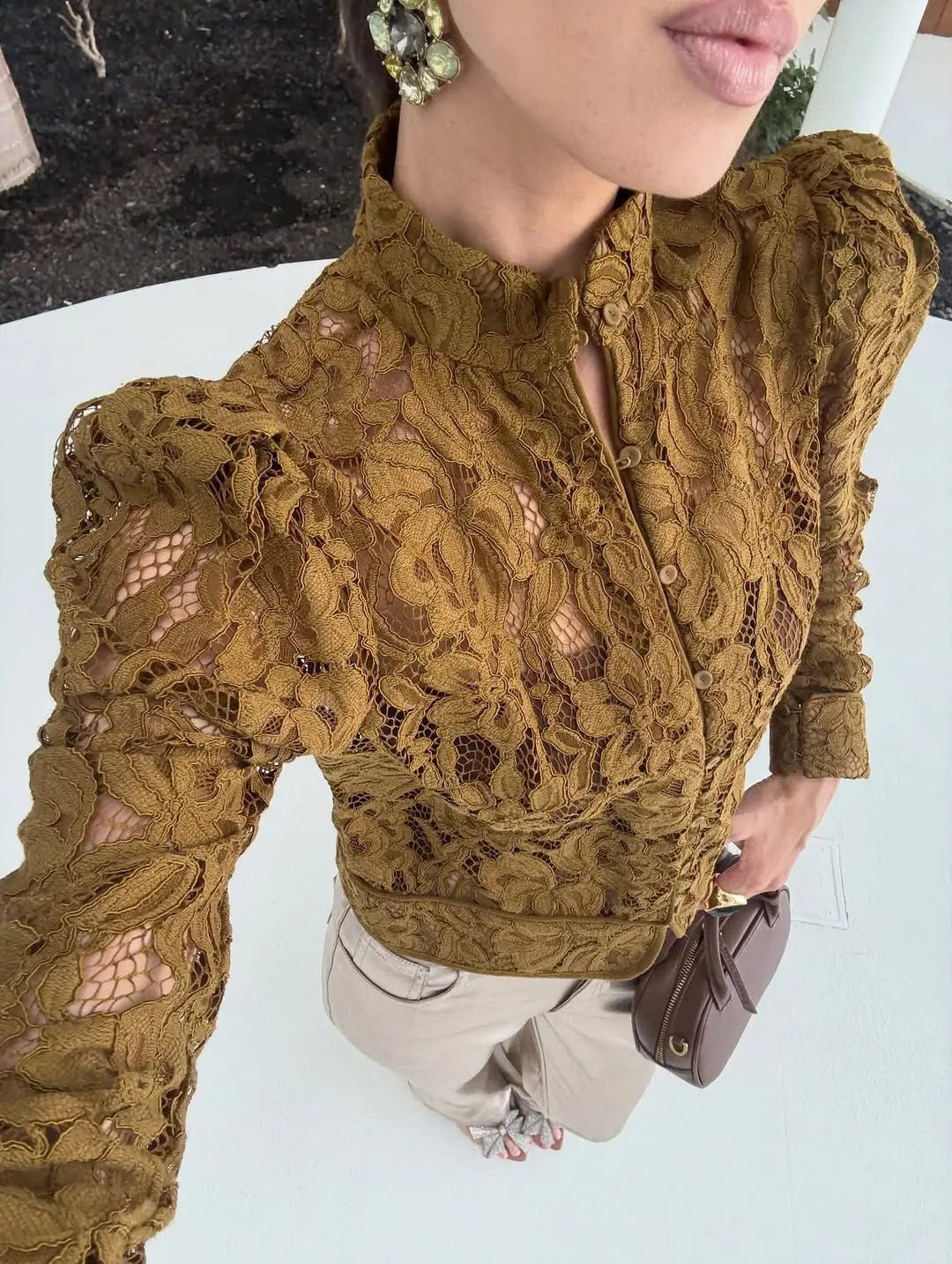 Blouse transparente en dentelle Azzurra