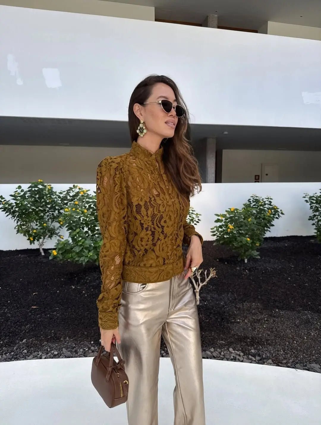 Blouse transparente en dentelle Azzurra
