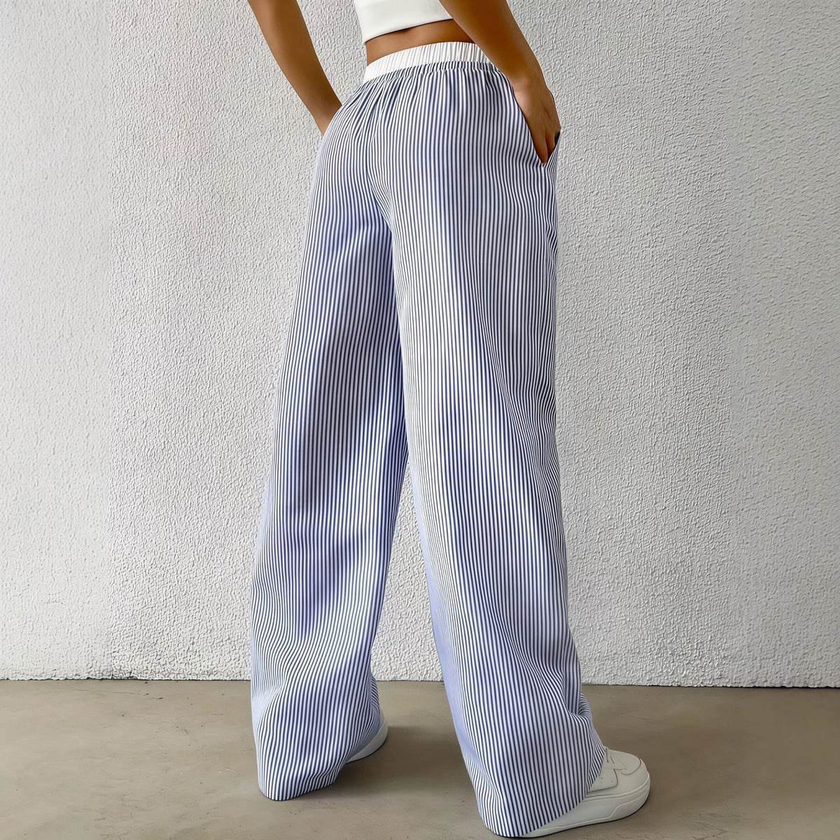 Beatrice Striped Straight Casual Pants