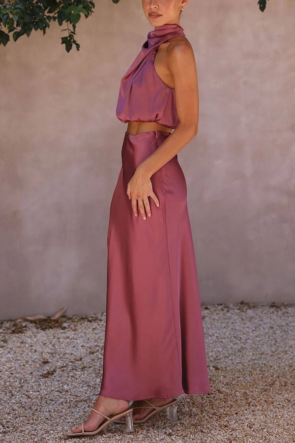 Ensemble Beatrice deux pièces en satin pour invitée à un mariage