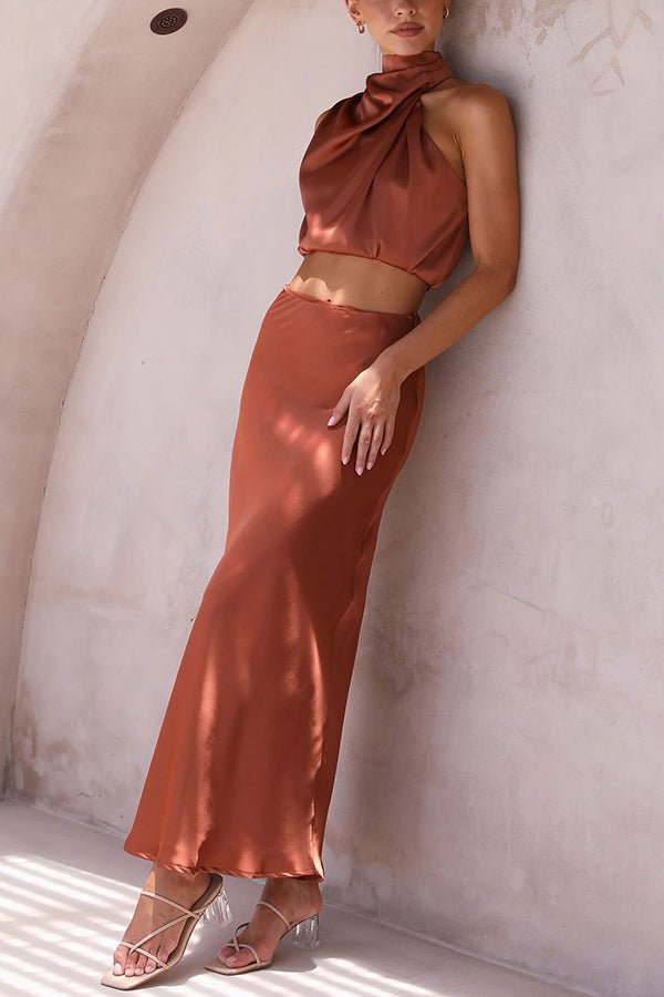Ensemble Beatrice deux pièces en satin pour invitée à un mariage