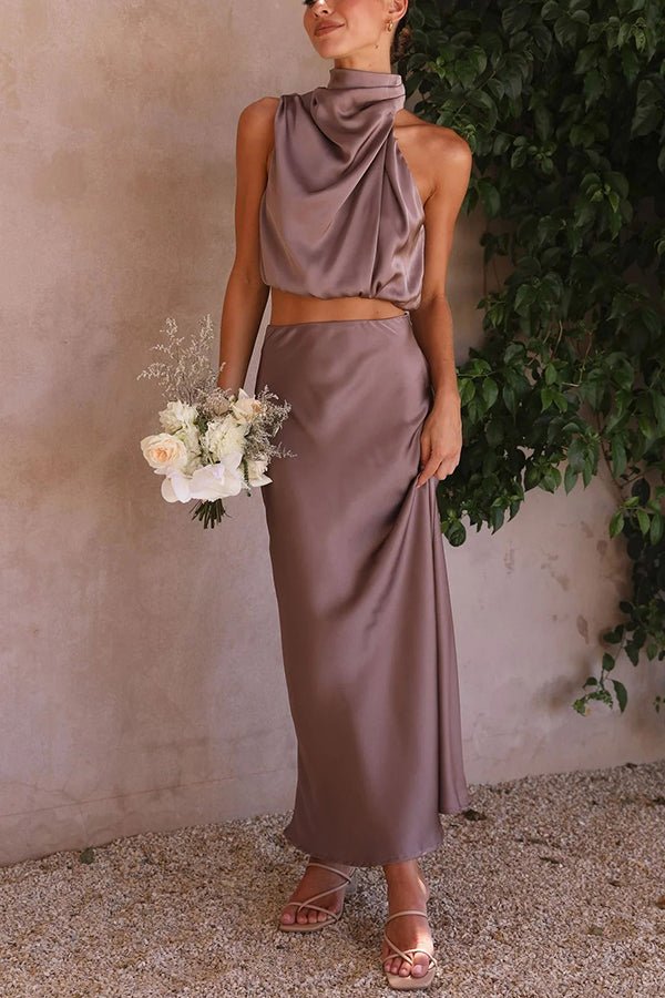 Ensemble Beatrice deux pièces en satin pour invitée à un mariage
