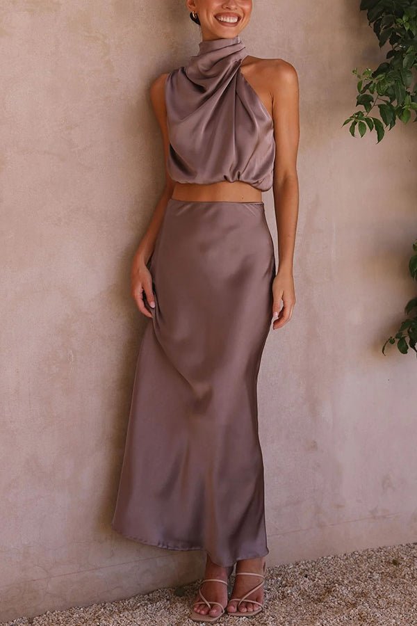 Ensemble Beatrice deux pièces en satin pour invitée à un mariage