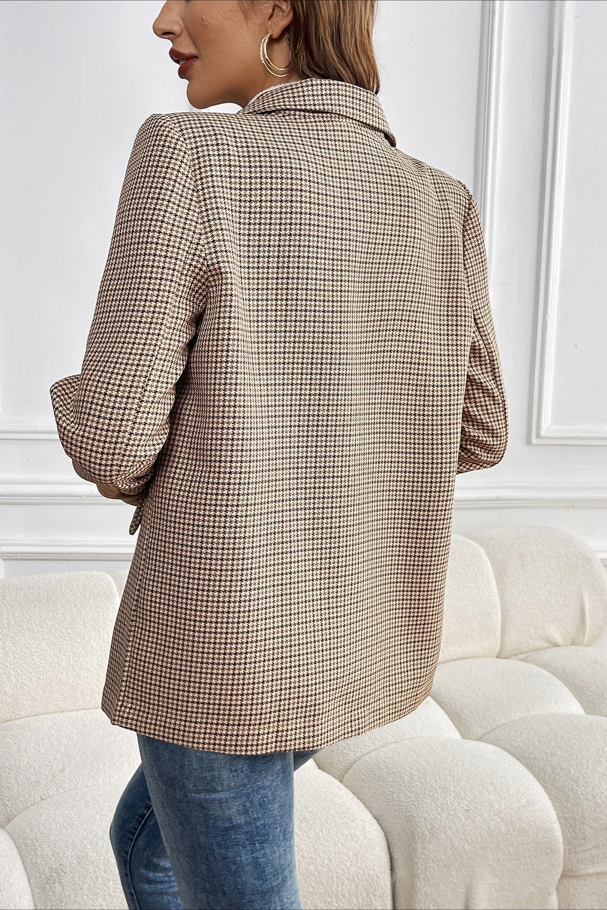 Blazer Beatrice vintage à motif pied-de-poule