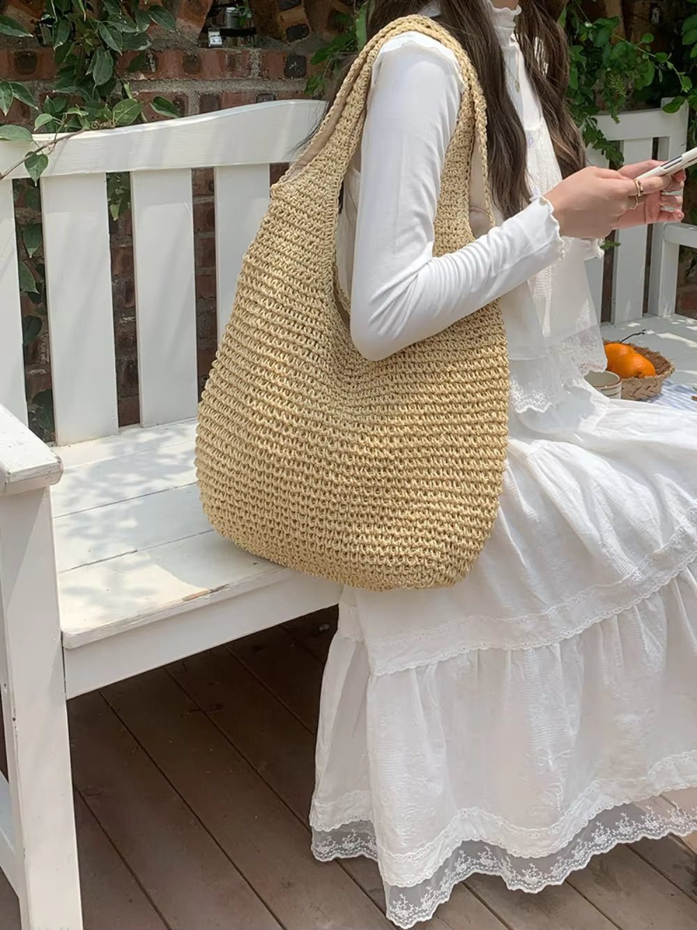 Beatrice Woven Rattan Tote Bag
