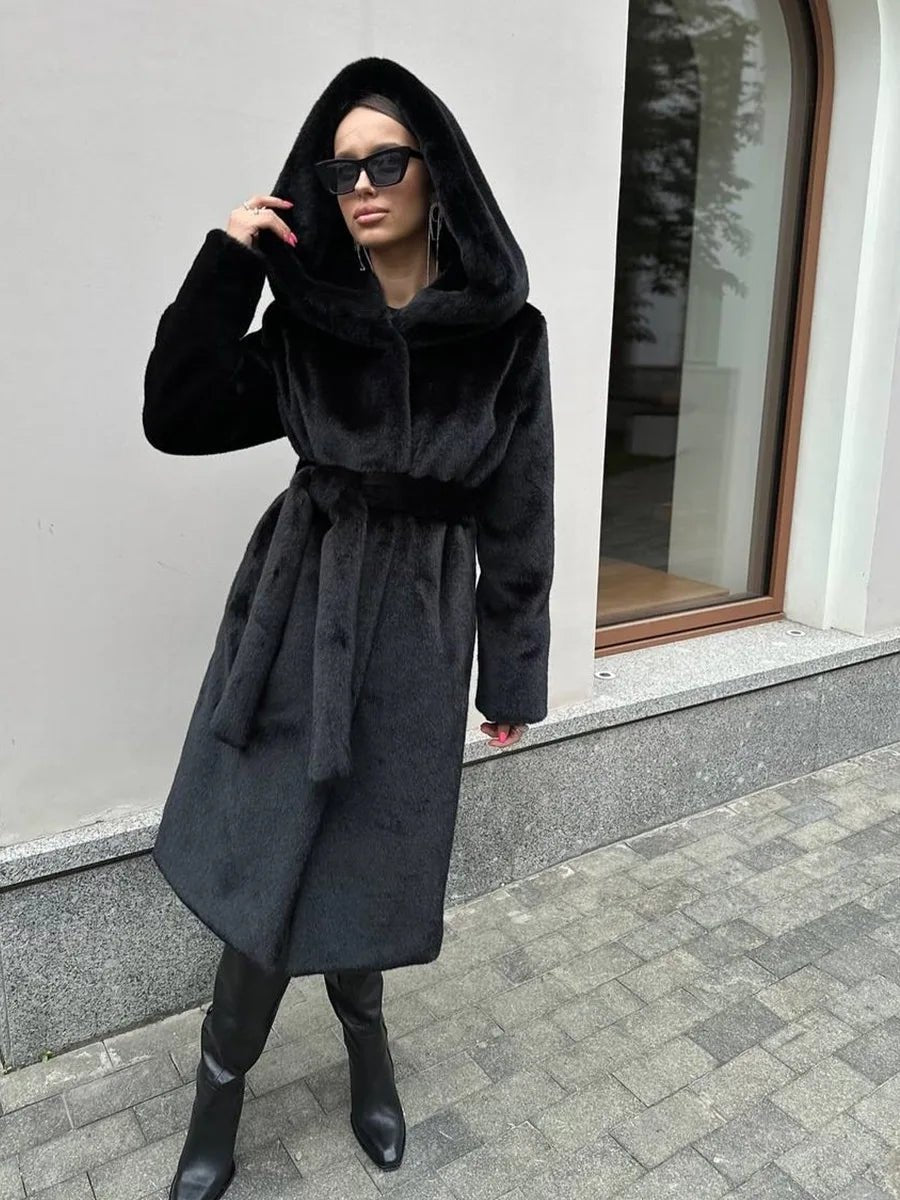 Manteau long à capuche Bex