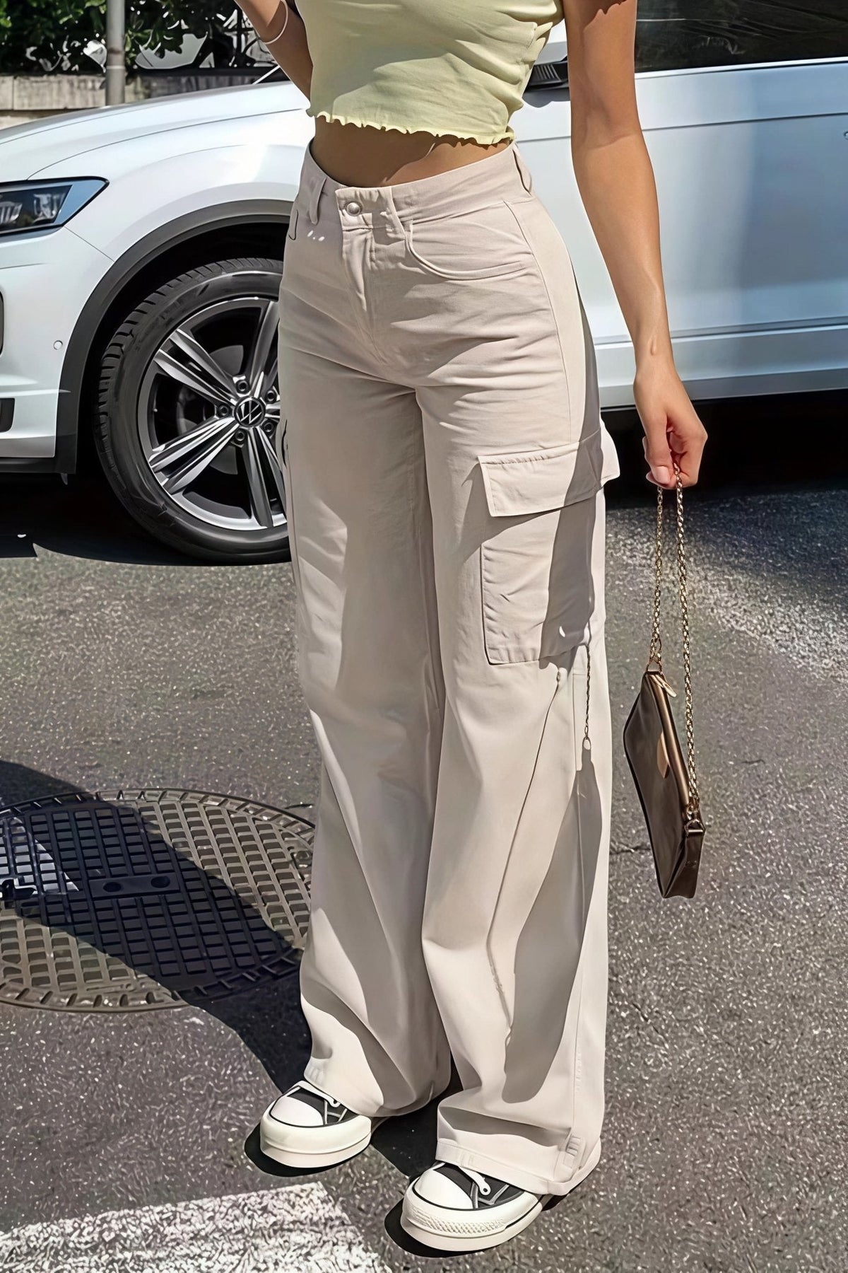 Pantalon cargo droit Bianca avec poches