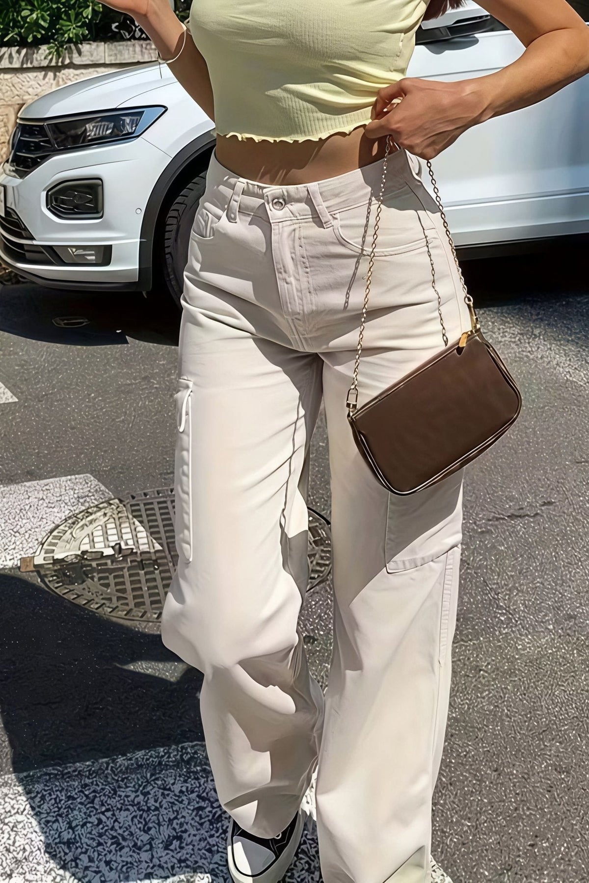 Pantalon cargo droit Bianca avec poches