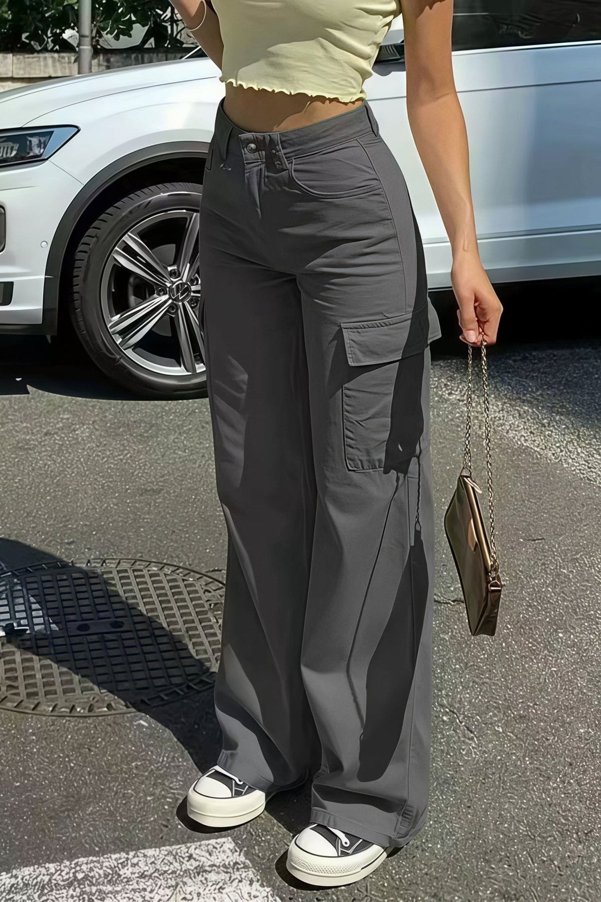 Pantalon cargo droit Bianca avec poches