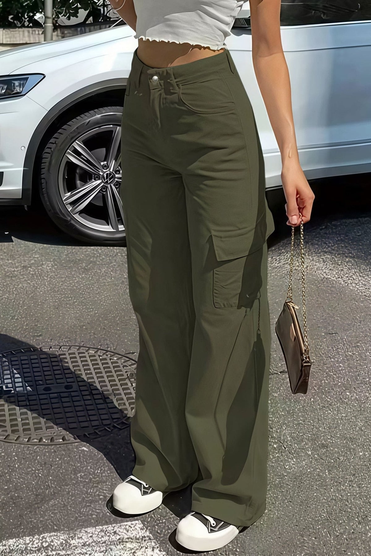Pantalon cargo droit Bianca avec poches