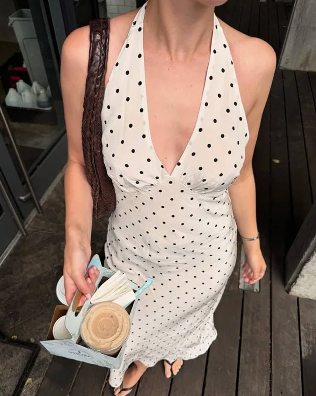 Bianca Polka Dot Halter Maxi Dress