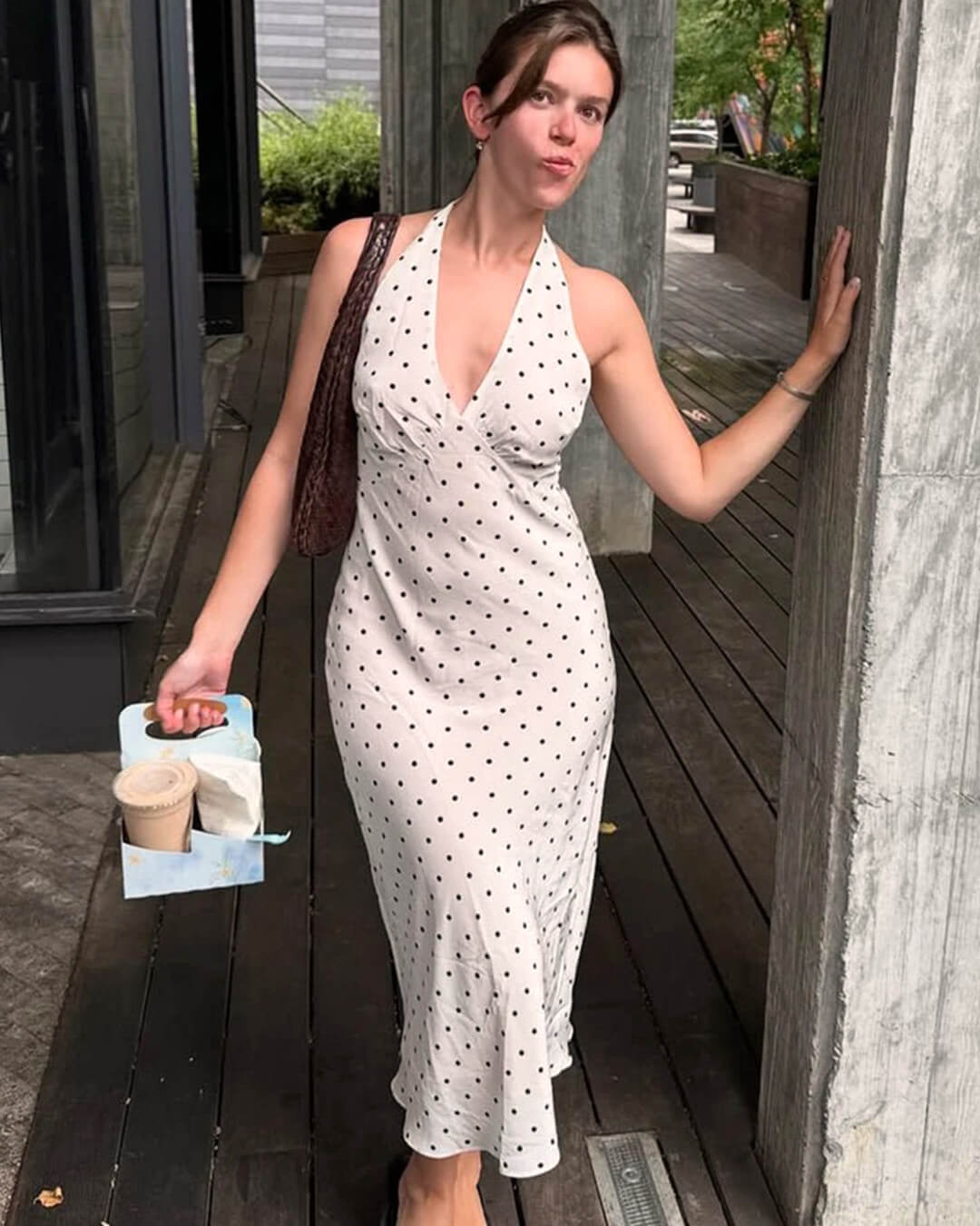 Bianca Polka Dot Halter Maxi Dress