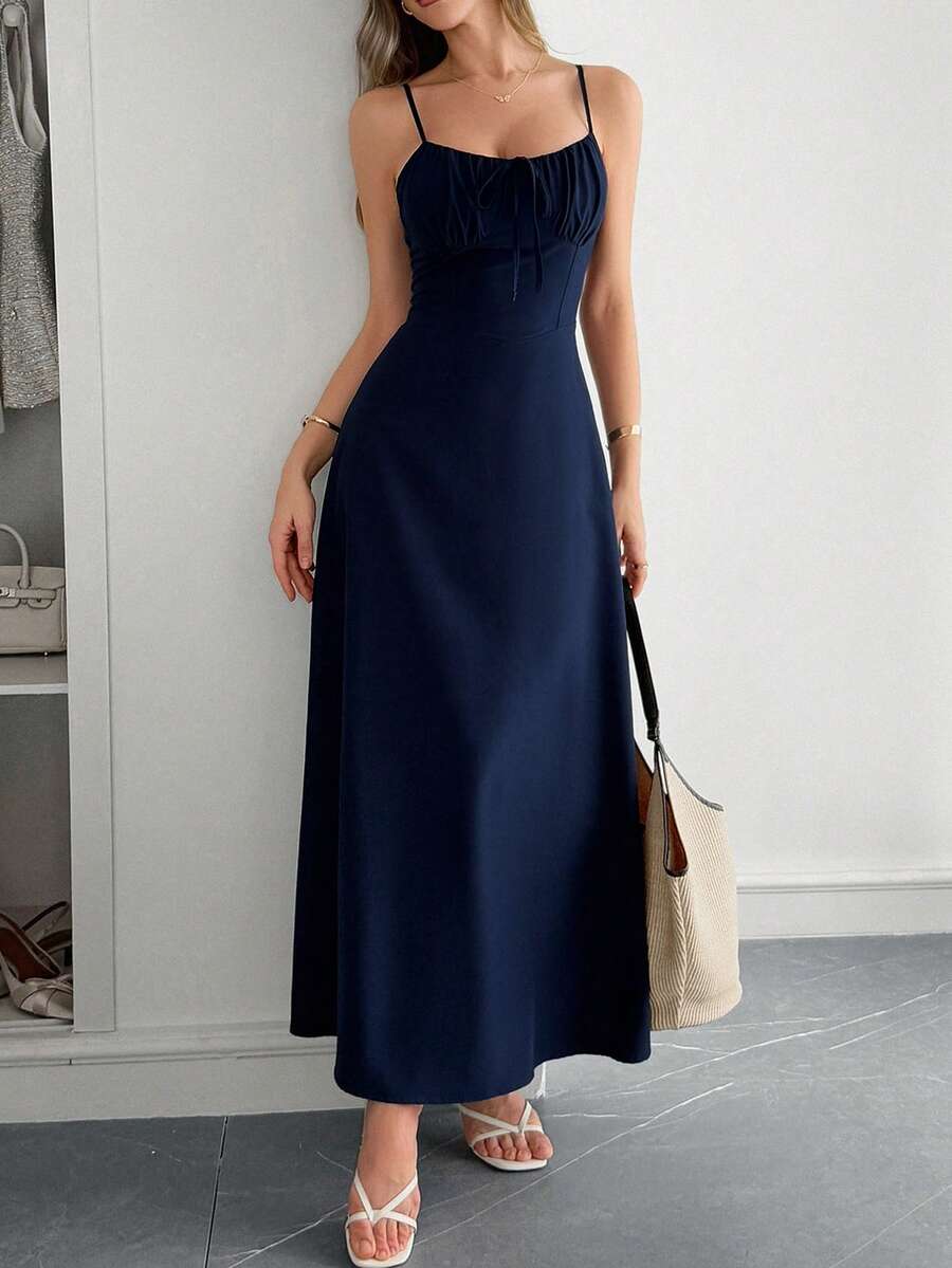 Robe longue Bianca froncée à la taille