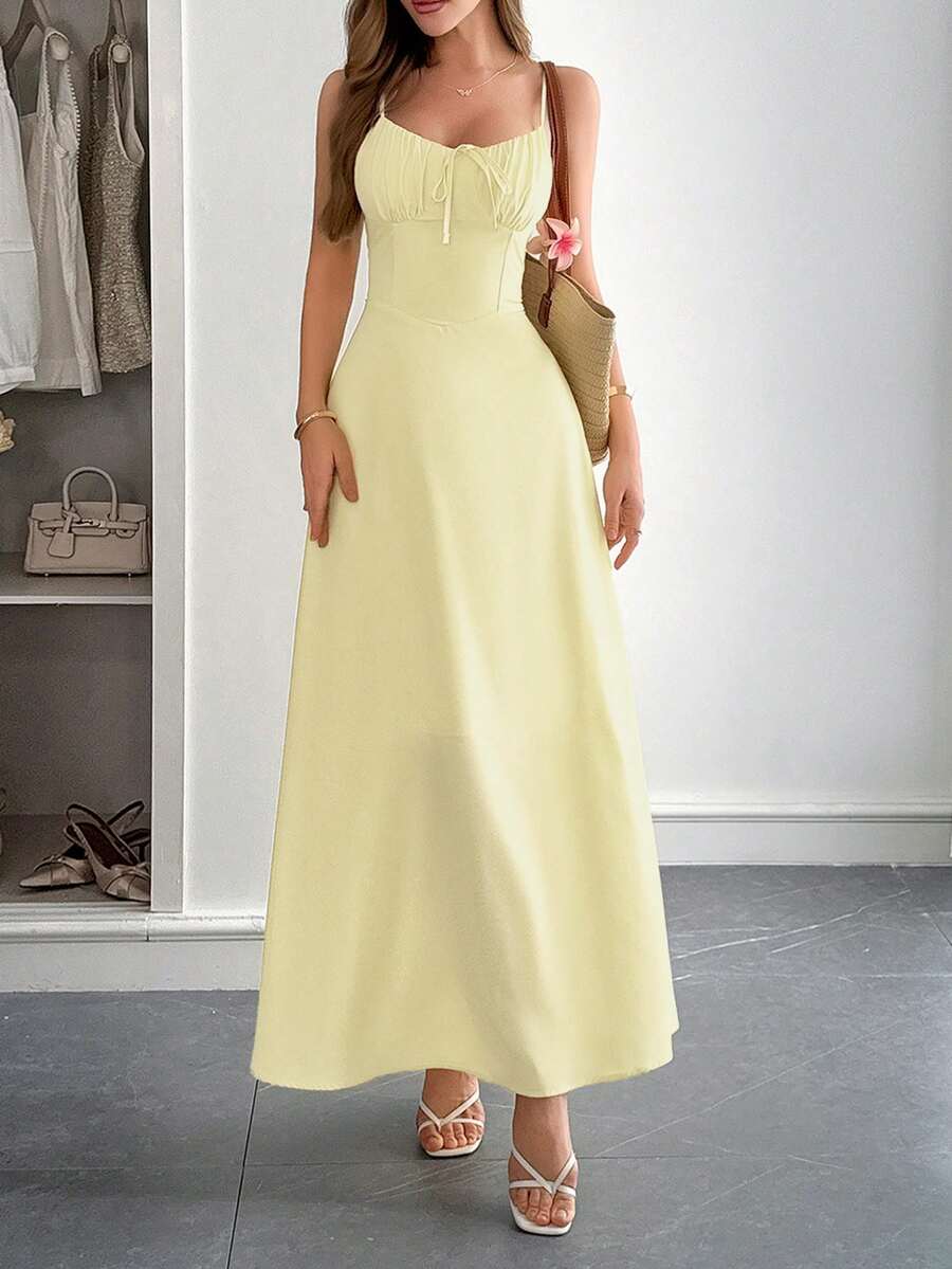 Robe longue Bianca froncée à la taille